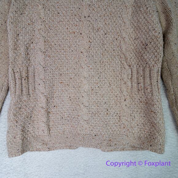 Eddie Bauer Chunky Cable Knit Lambs Wool cotton blend Cardigan Sweater, size‎ L - Picture 8 of 15